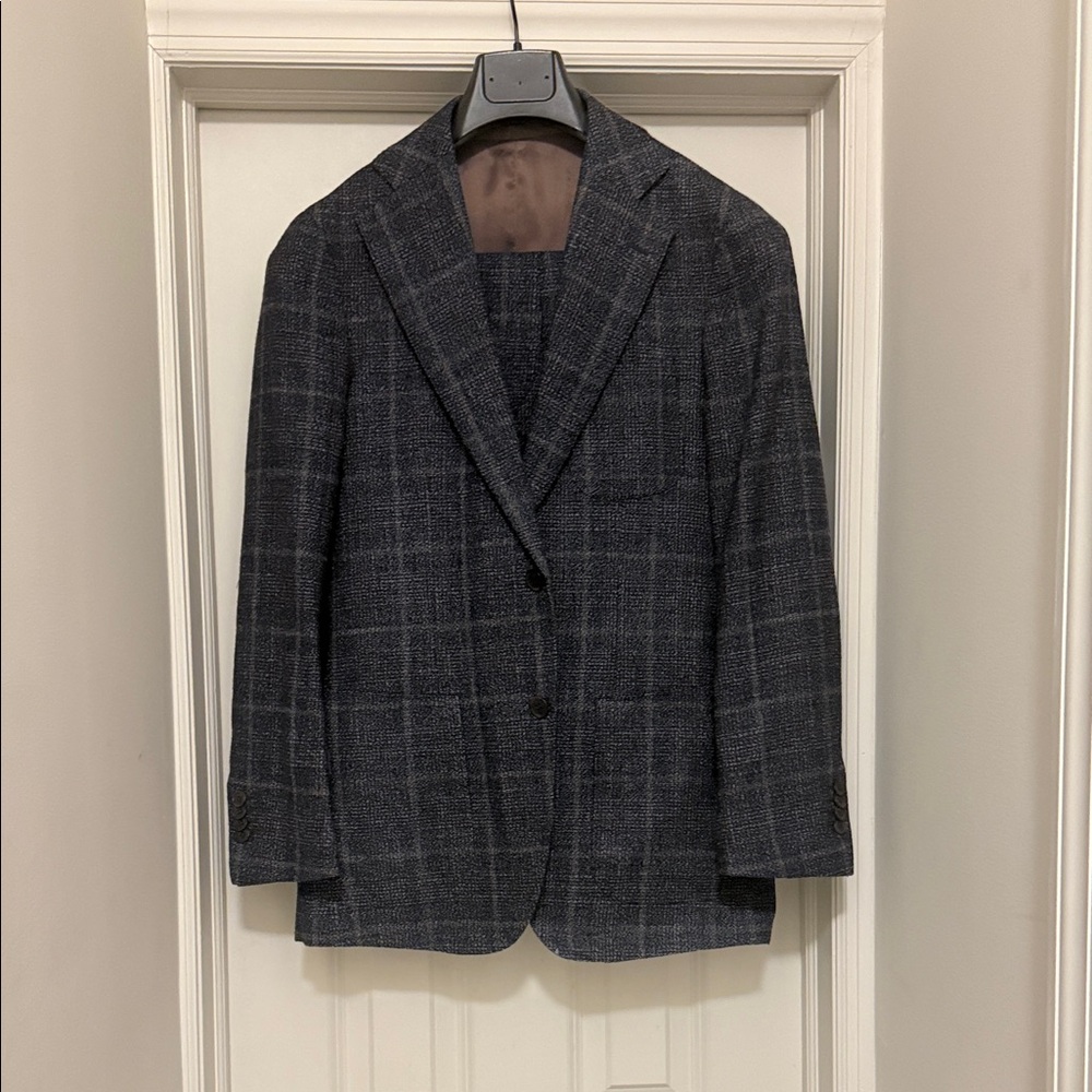 Men's Gray Checkered 3 piece suit